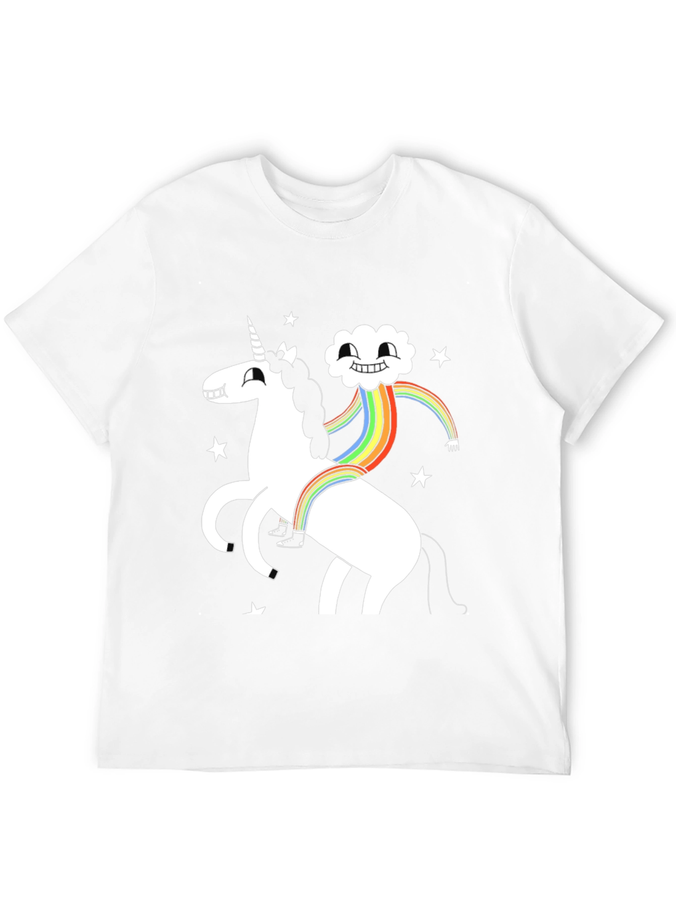 Unicorn Cloud Rainbow Black T-Shirt