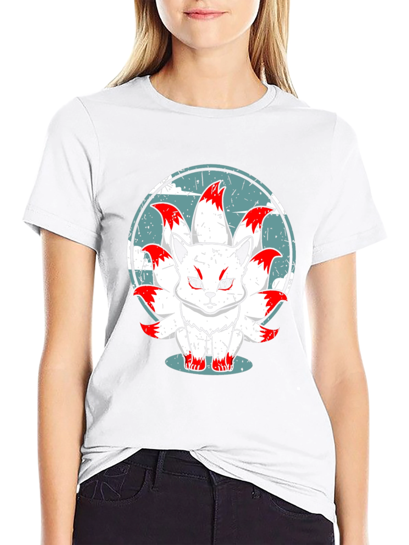 Nine-Tailed Fox Graphic Tee - Anime Style