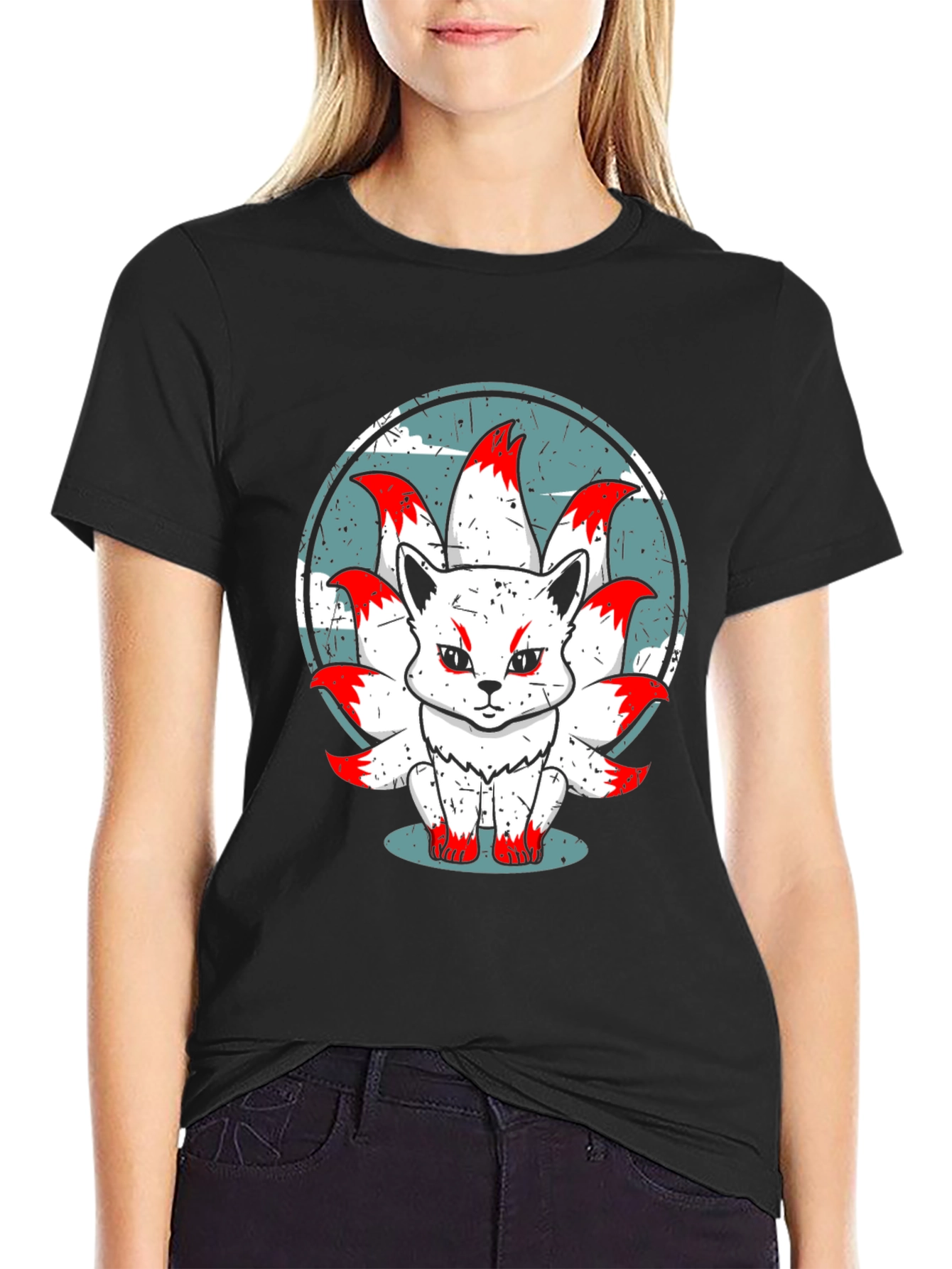 Nine-Tailed Fox Graphic Tee - Anime Style