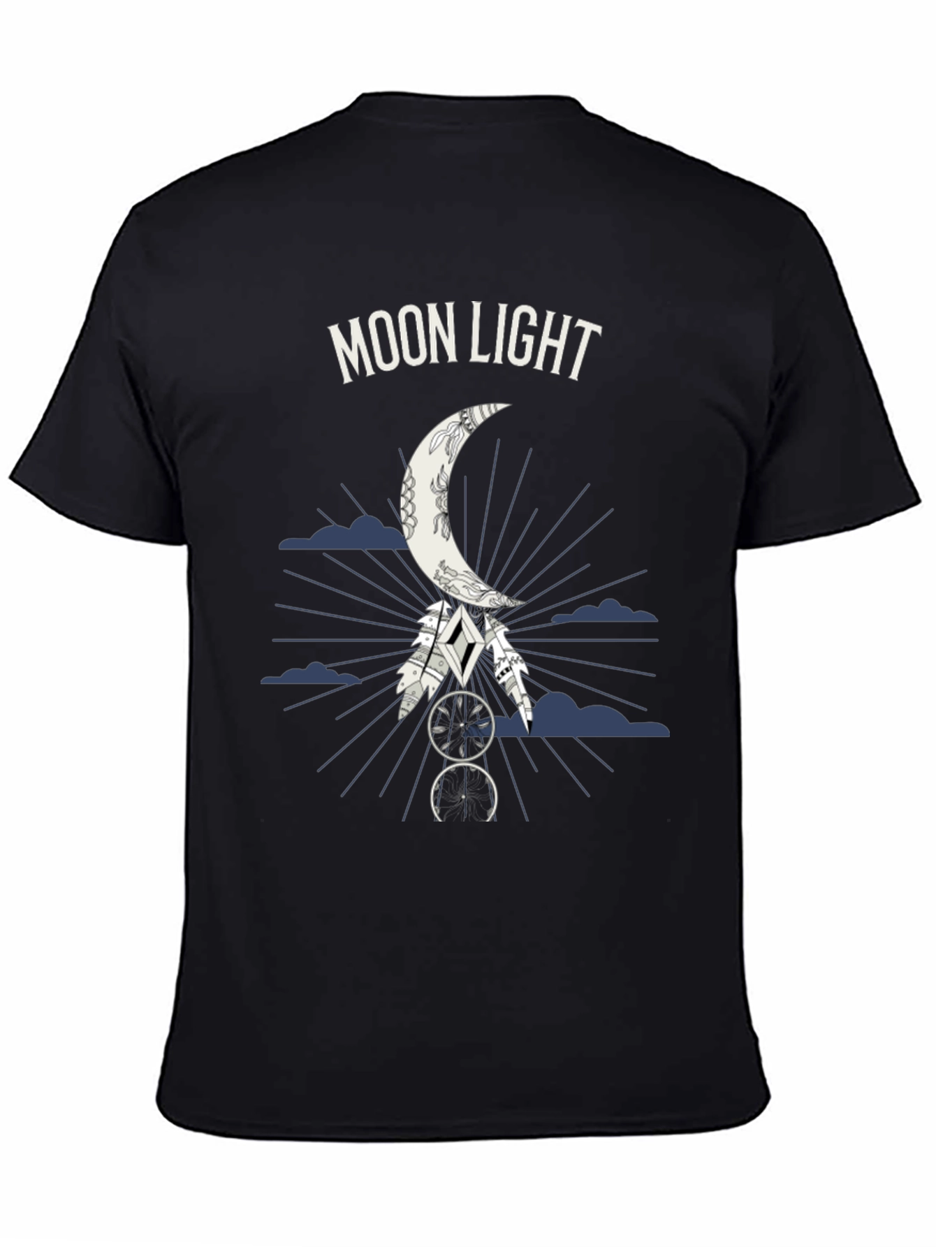 Moonlight Graphic Tee - Dreamcatcher Design - Black T-Shirt