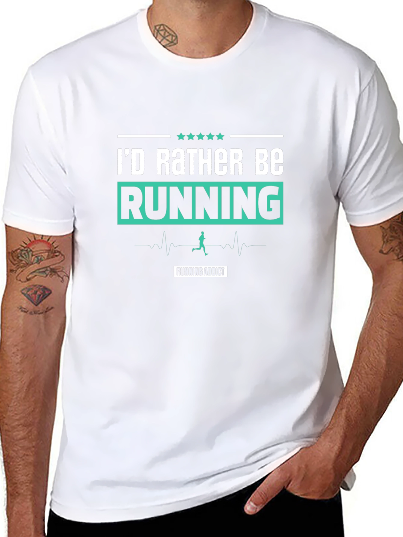 Id Rather Be Running T-Shirt Running Addict Black