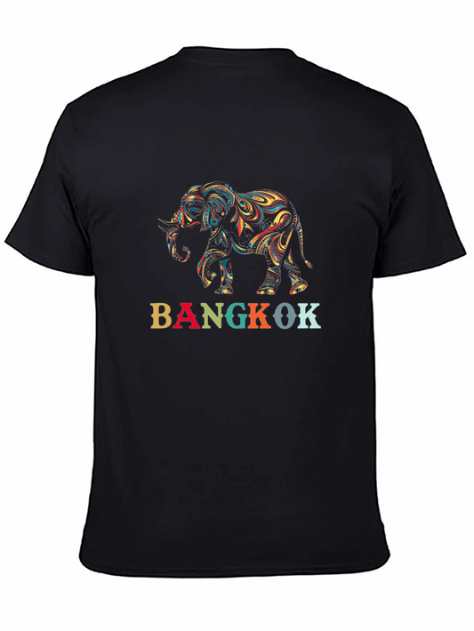Bangkok Elephant Graphic Tee - Stylish Mens Black T-Shirt