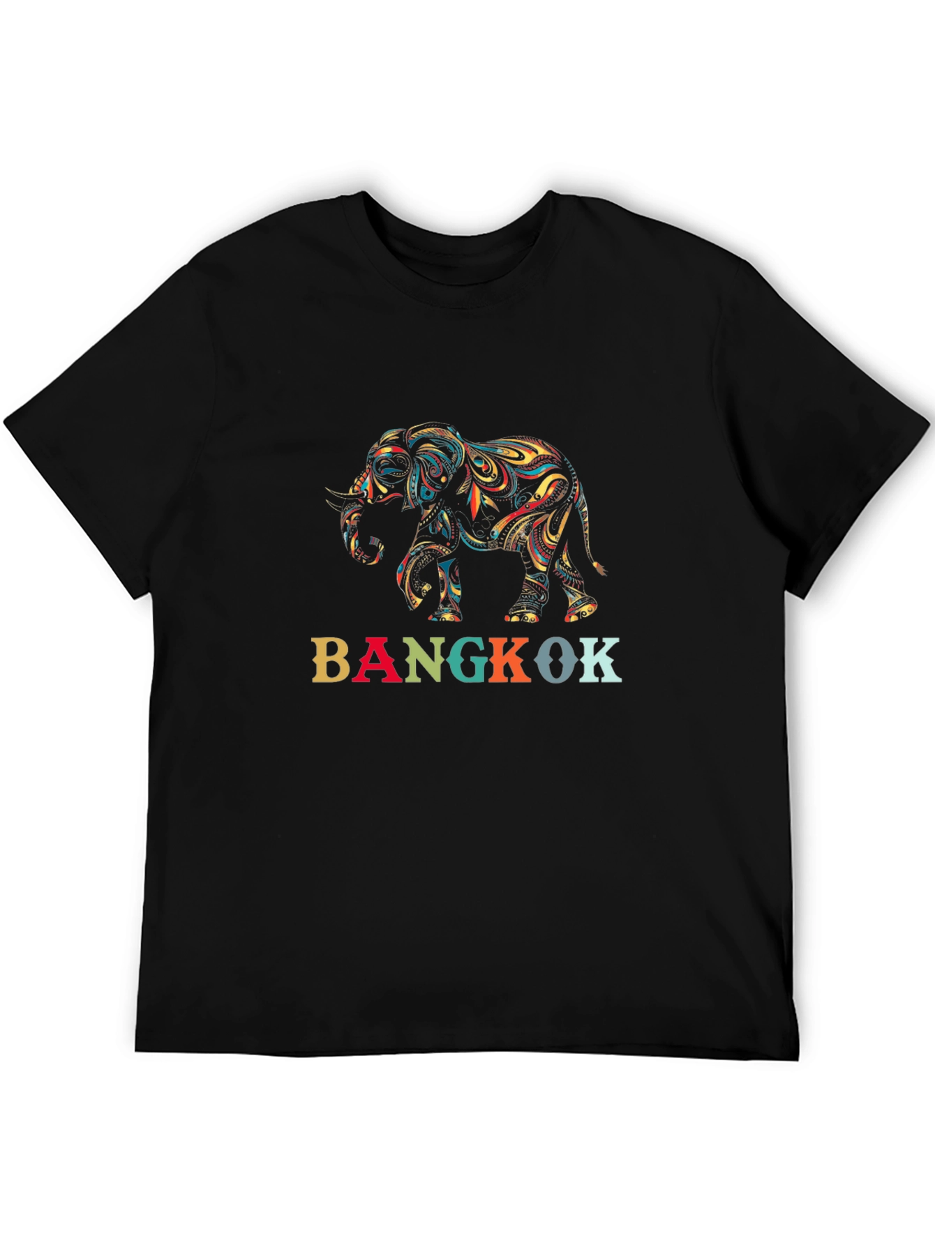 Bangkok Elephant Graphic Tee - Stylish Mens Black T-Shirt