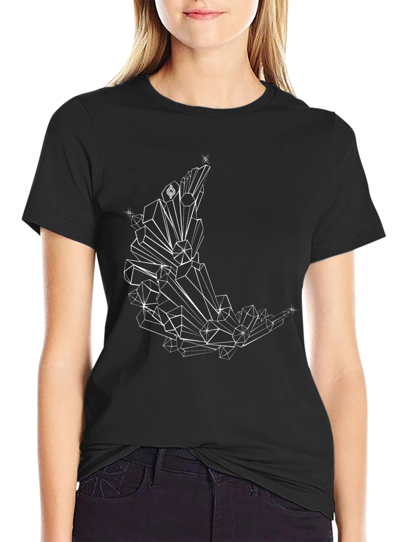 Geometric Moon Graphic Tee - Black Cotton Comfort