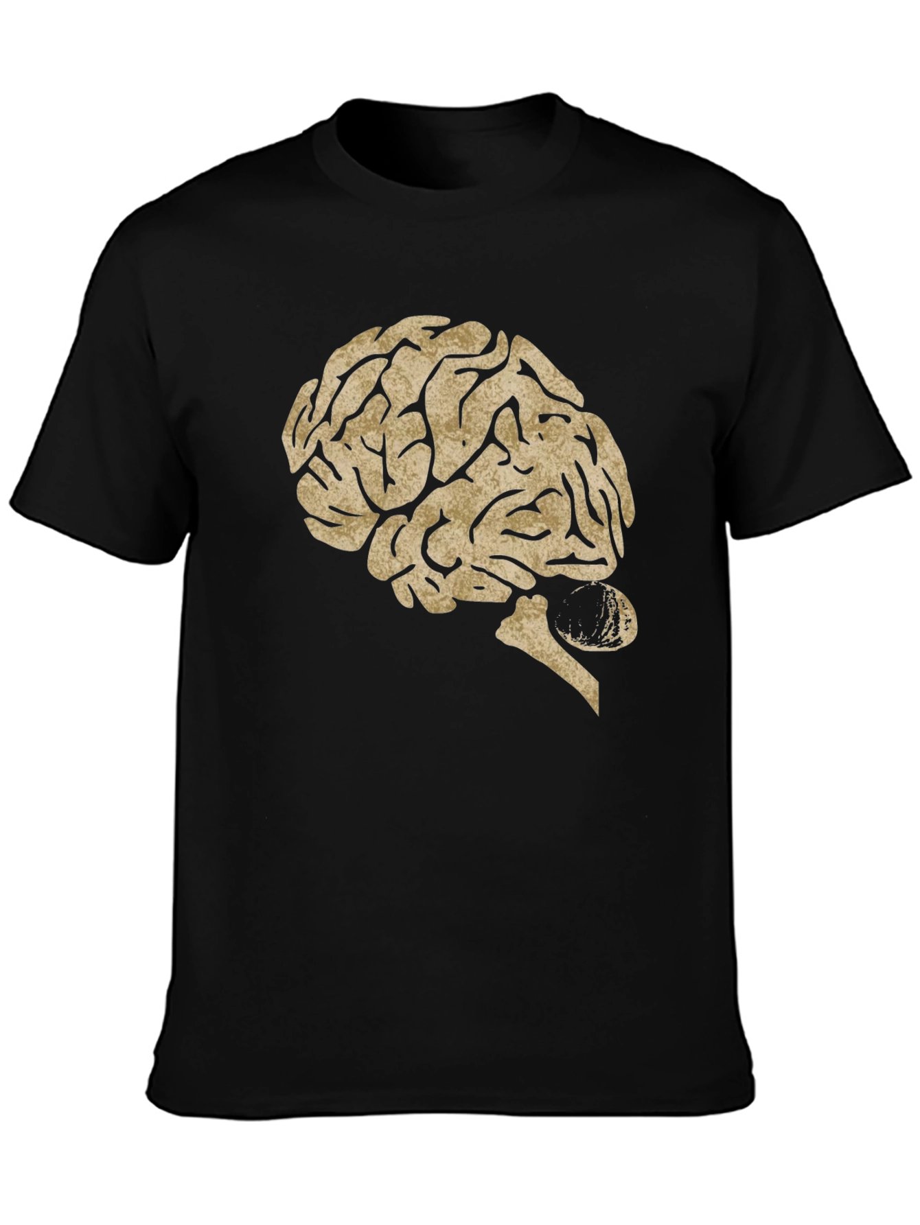 Brain Graphic Print Tee - Black Cotton Casual Top