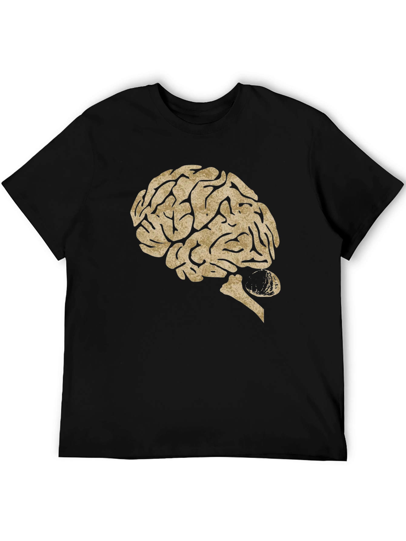 Brain Graphic Print Tee - Black Cotton Casual Top