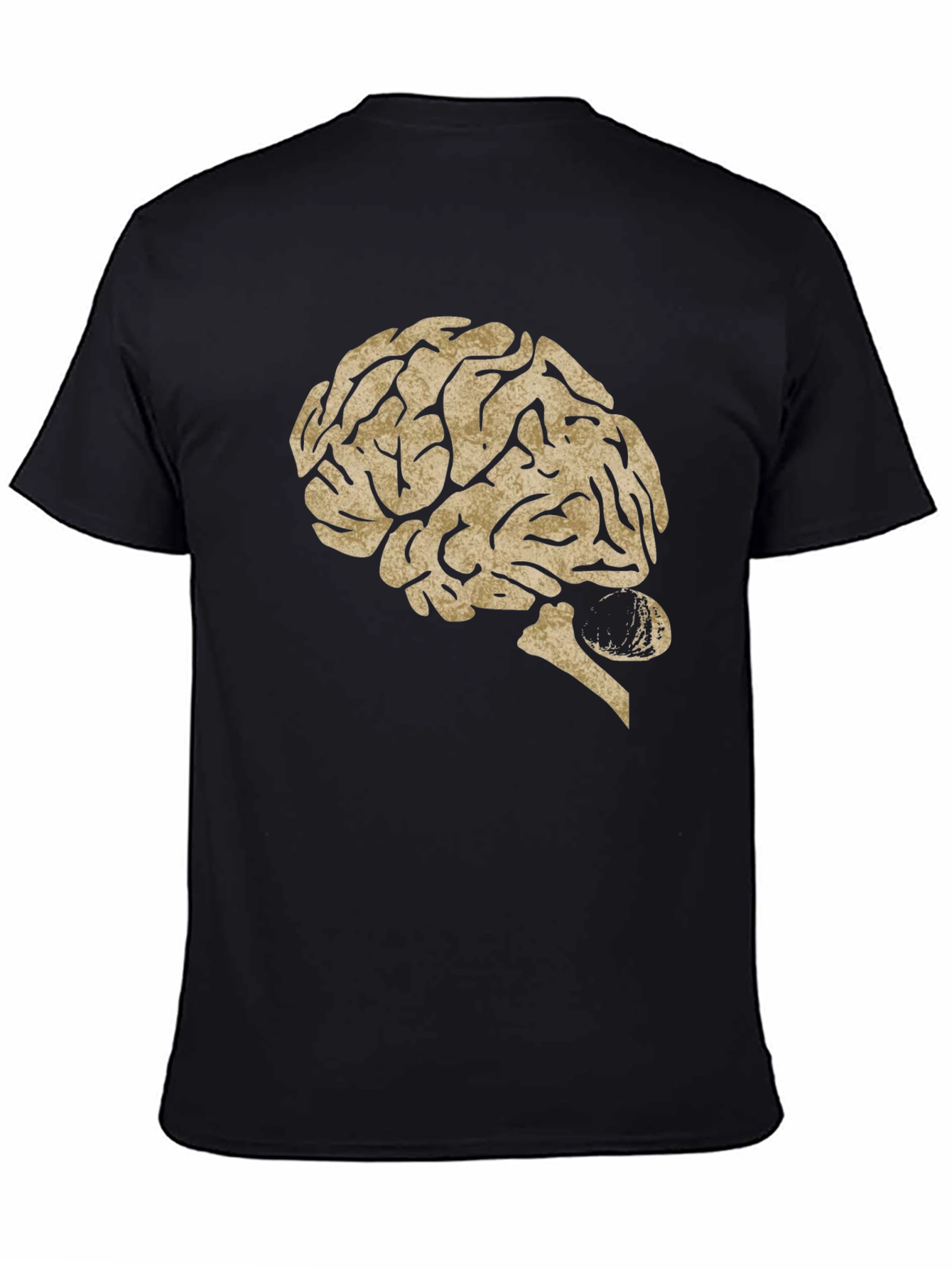 Brain Graphic Print Tee - Black Cotton Casual Top