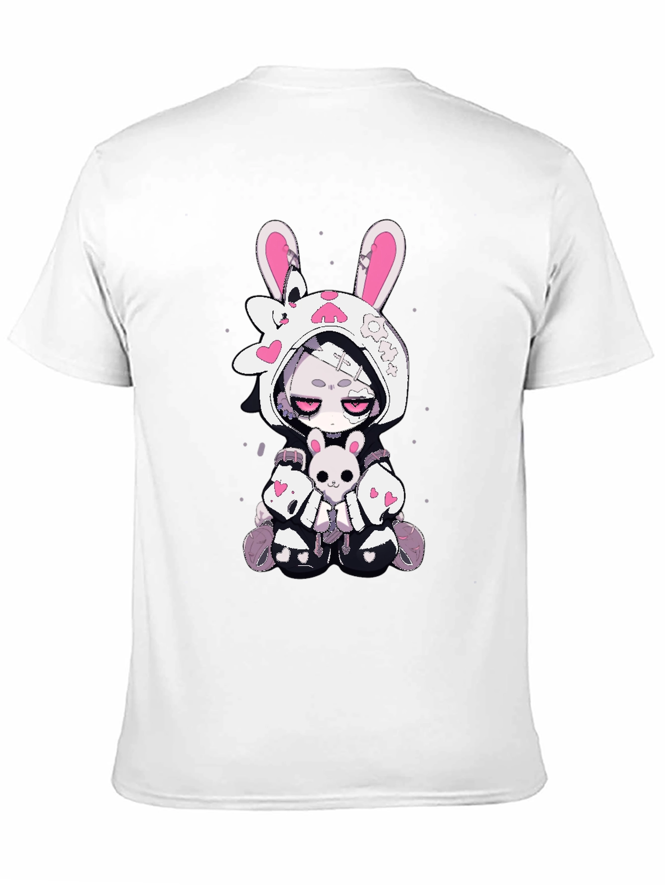 Kawaii Bunny Graphic T-Shirt - Black