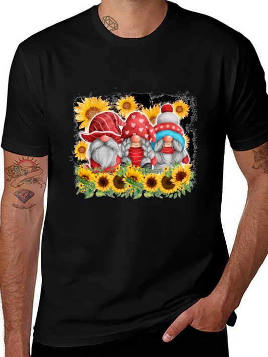Gnome Sunflower Graphic T-Shirt