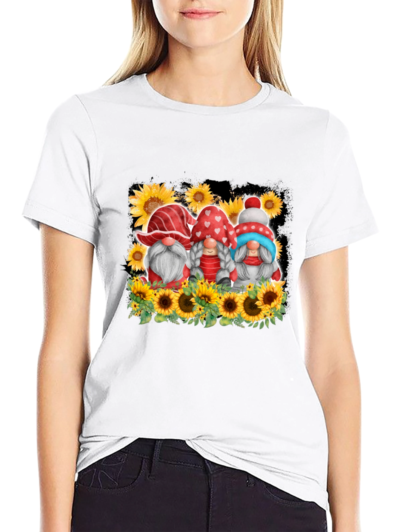 Gnome Sunflower Graphic T-Shirt