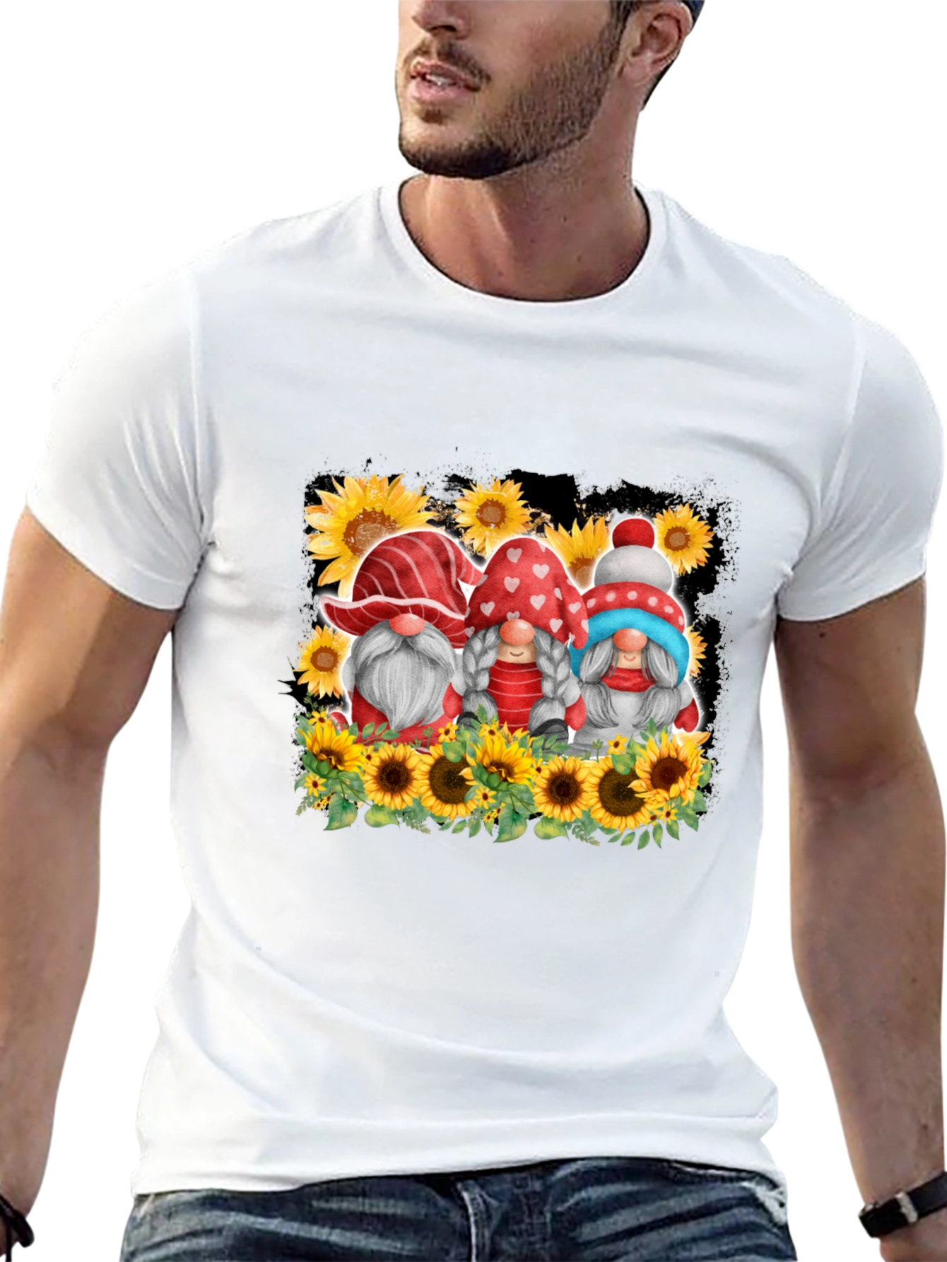 Gnome Sunflower Graphic T-Shirt