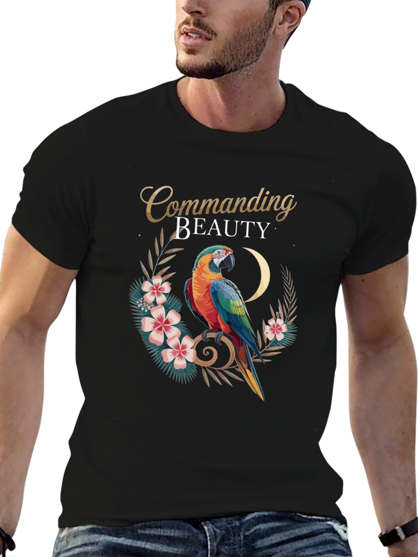 Commanding Beauty Parrot Graphic Tee