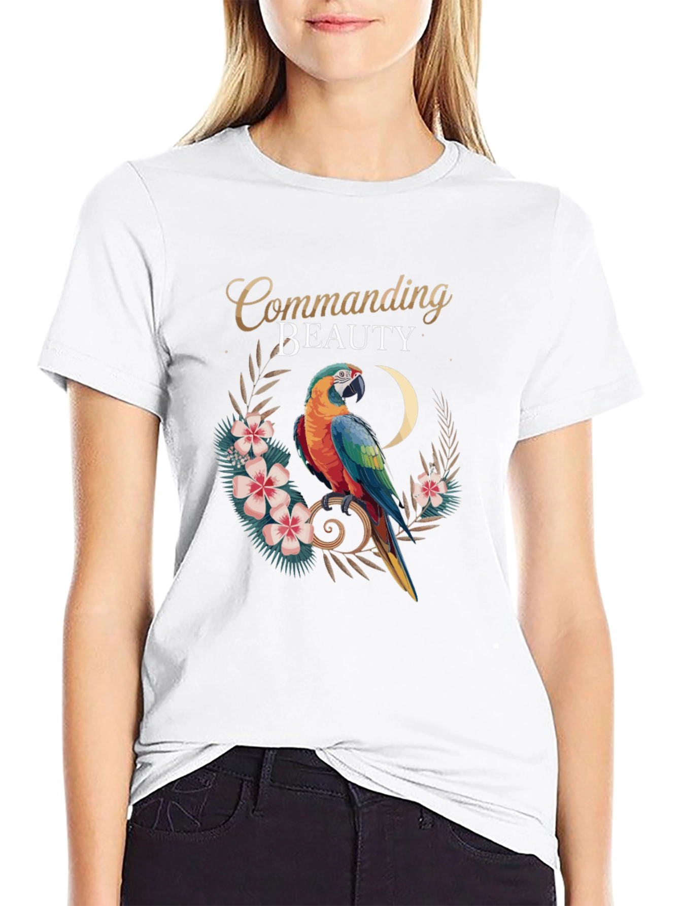 Commanding Beauty Parrot Graphic Tee