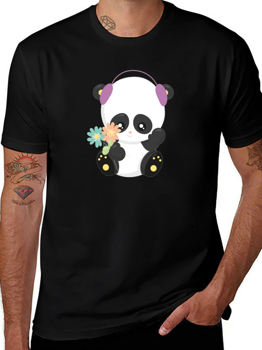 Cute Panda with Headphones Graphic T-Shirt