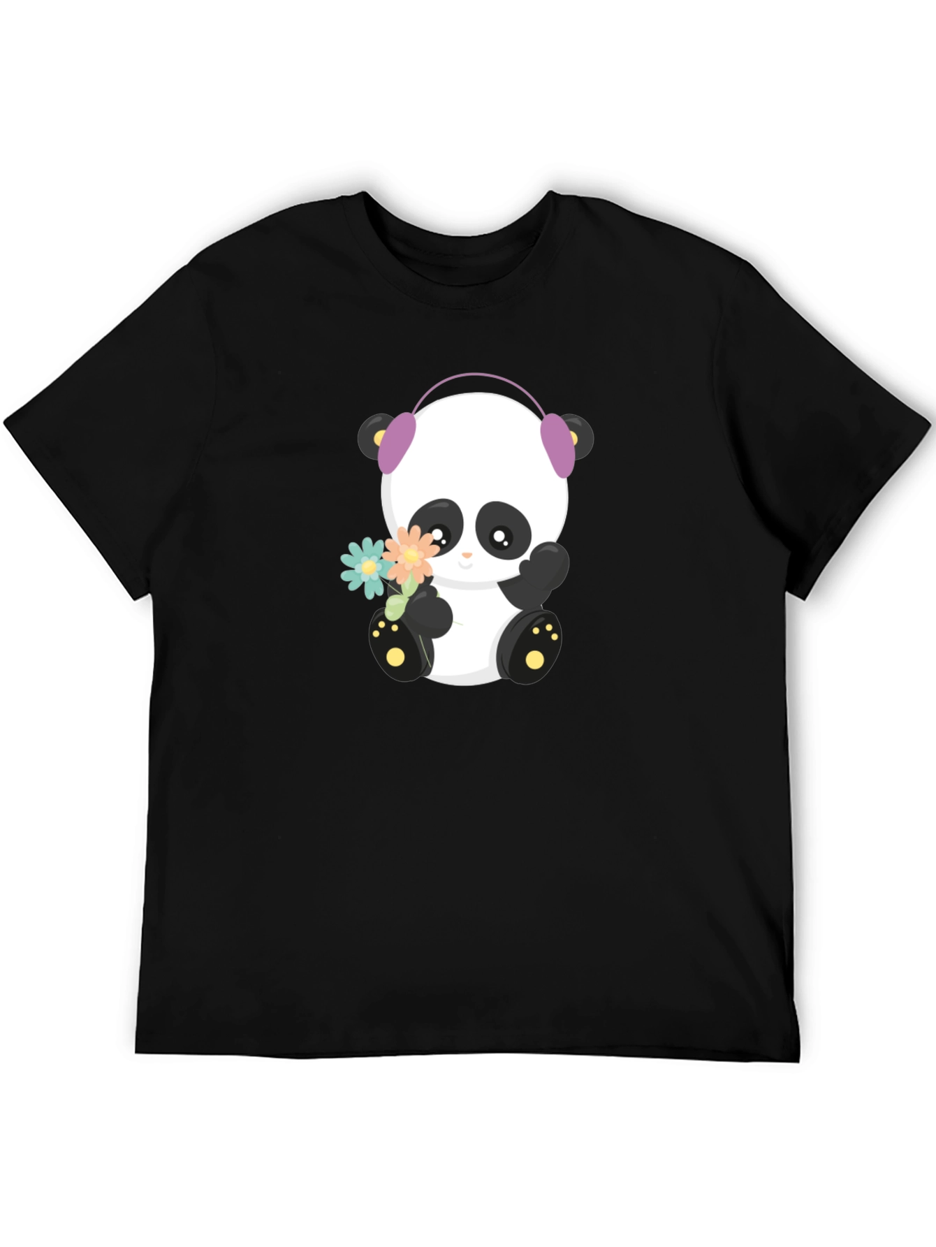 Cute Panda with Headphones Graphic T-Shirt