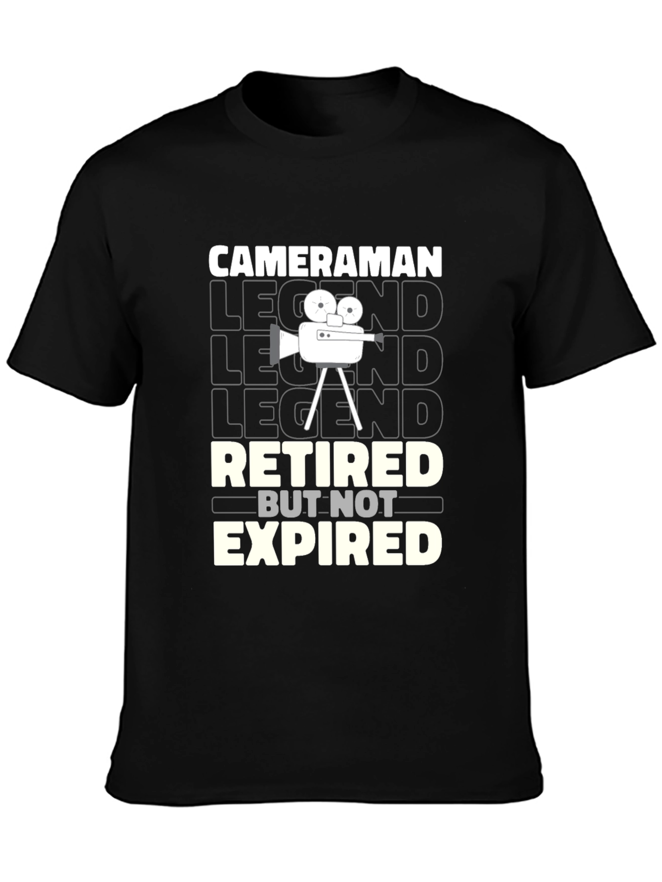 Cameraman Retired Legend Black Graphic T-Shirt