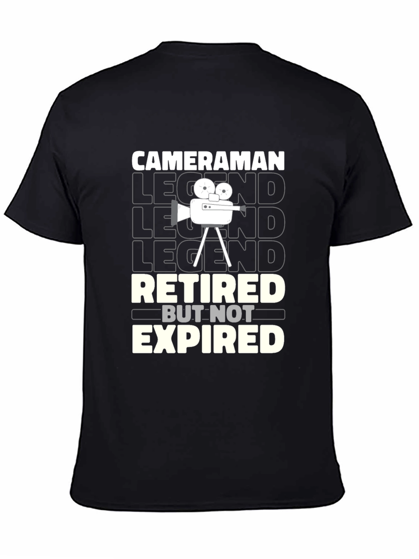 Cameraman Retired Legend Black Graphic T-Shirt