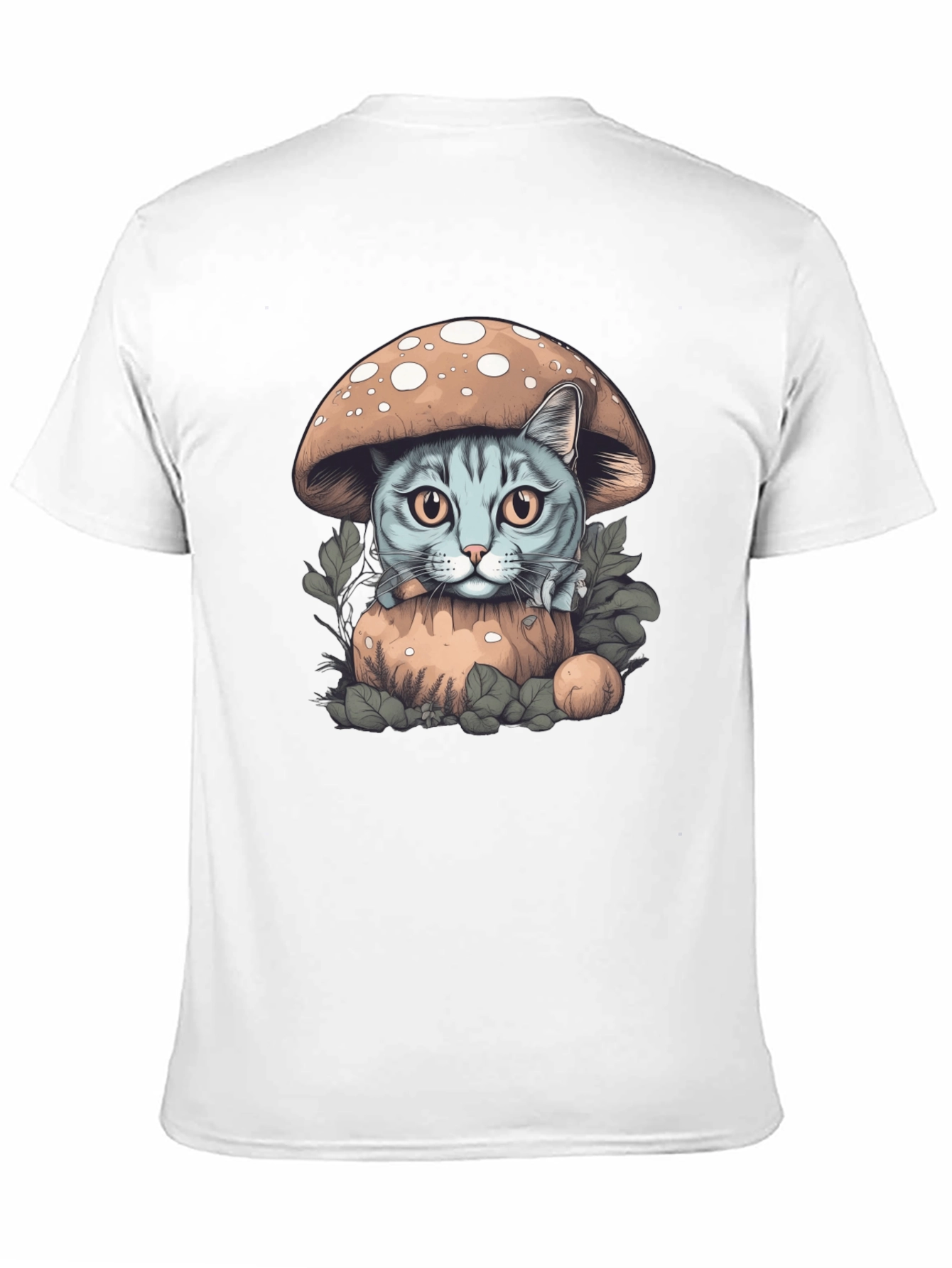Mushroom Cat Graphic Tee - Novelty Shirt