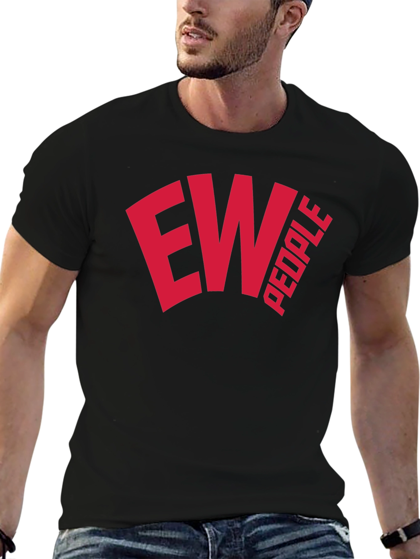 Ew People Graphic Tee - Trendy Black Cotton T-Shirt