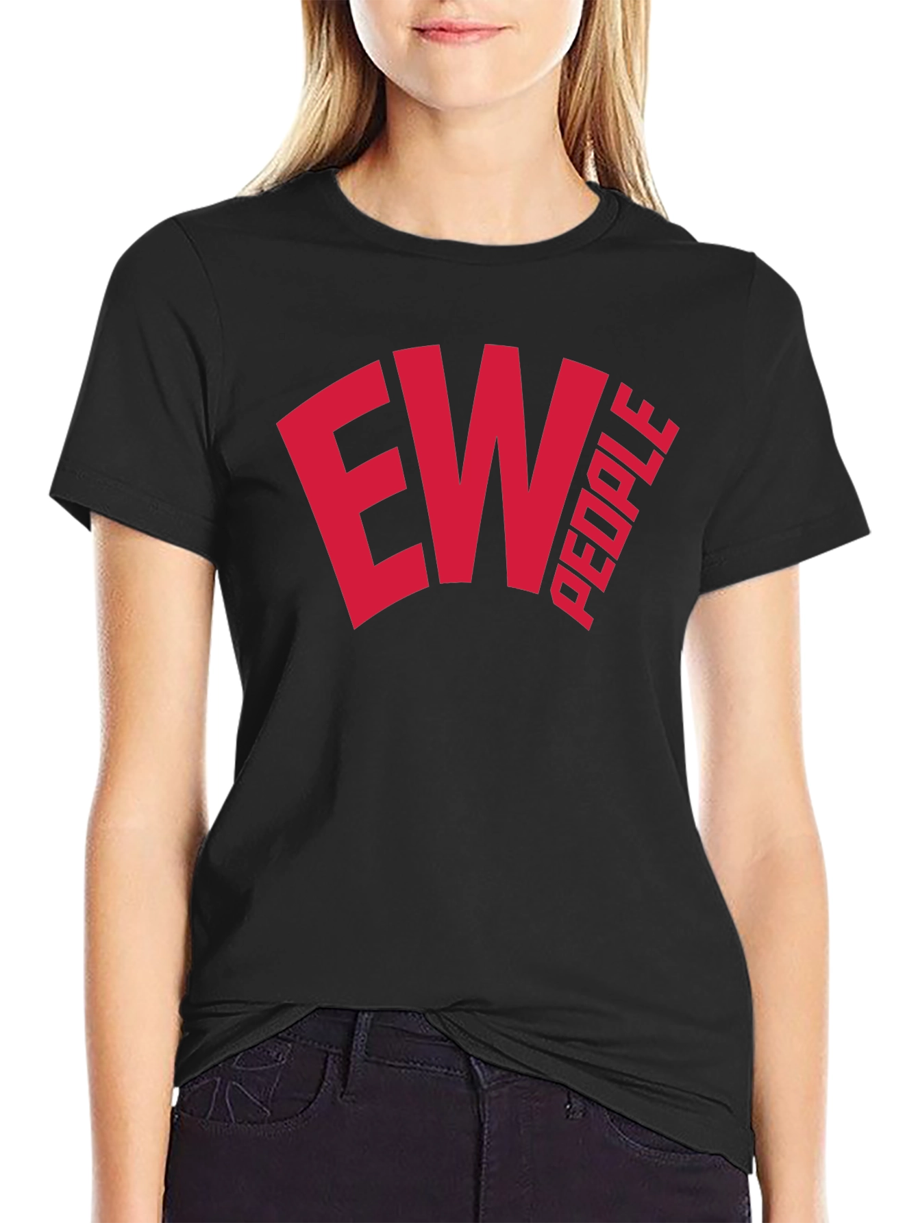 Ew People Graphic Tee - Trendy Black Cotton T-Shirt