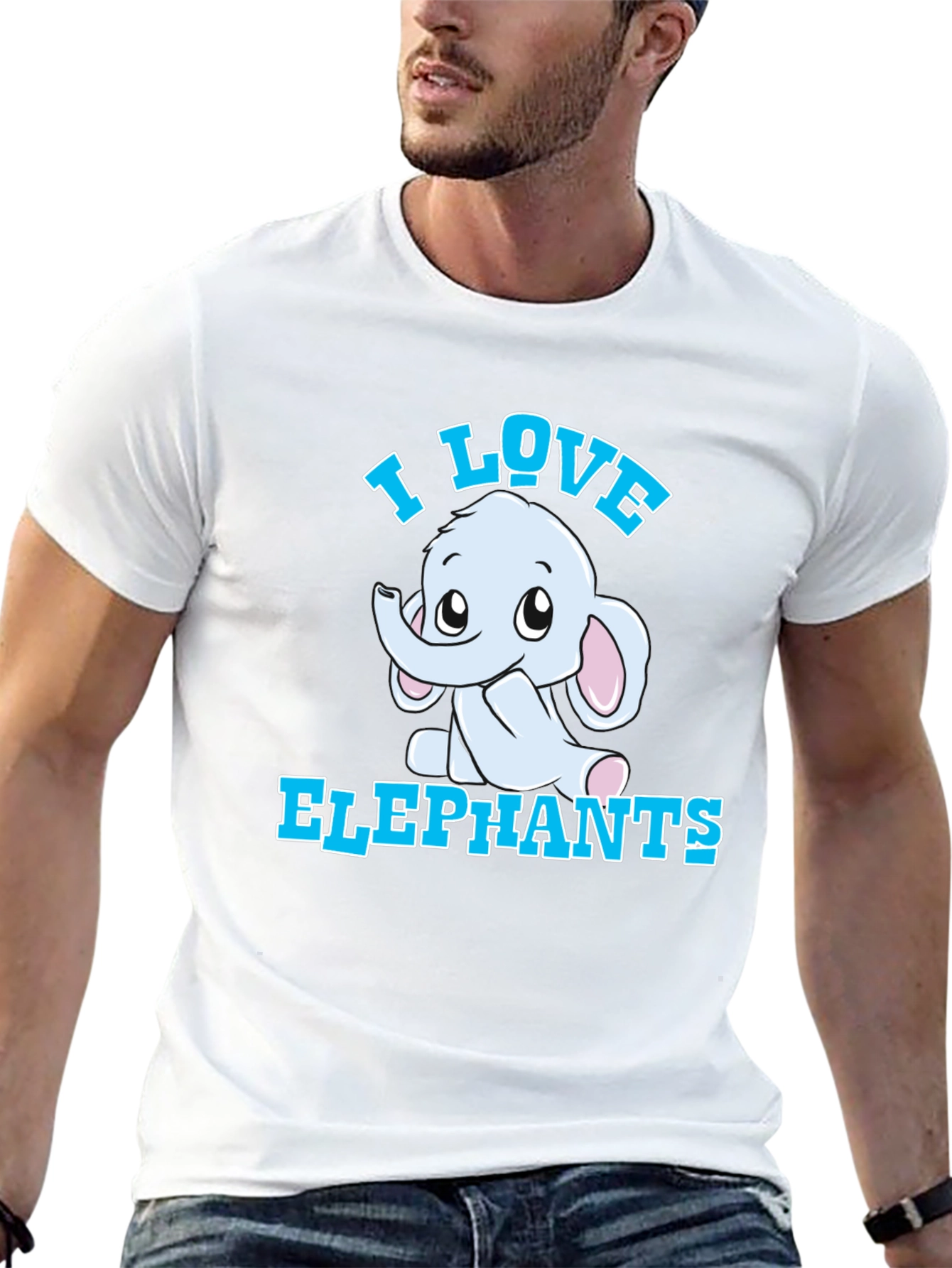 I Love Elephants Graphic Tee - Black Cotton T-Shirt