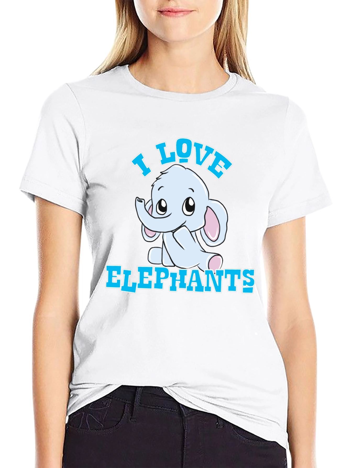 I Love Elephants Graphic Tee - Black Cotton T-Shirt