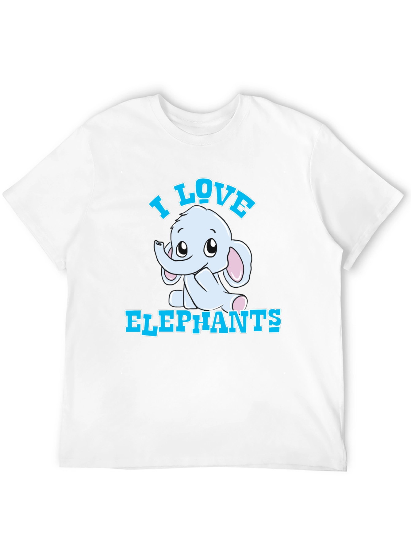 I Love Elephants Graphic Tee - Black Cotton T-Shirt