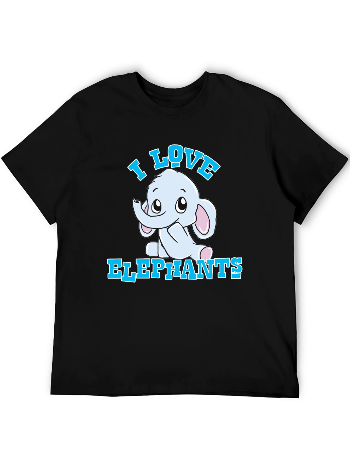 I Love Elephants Graphic Tee - Black Cotton T-Shirt
