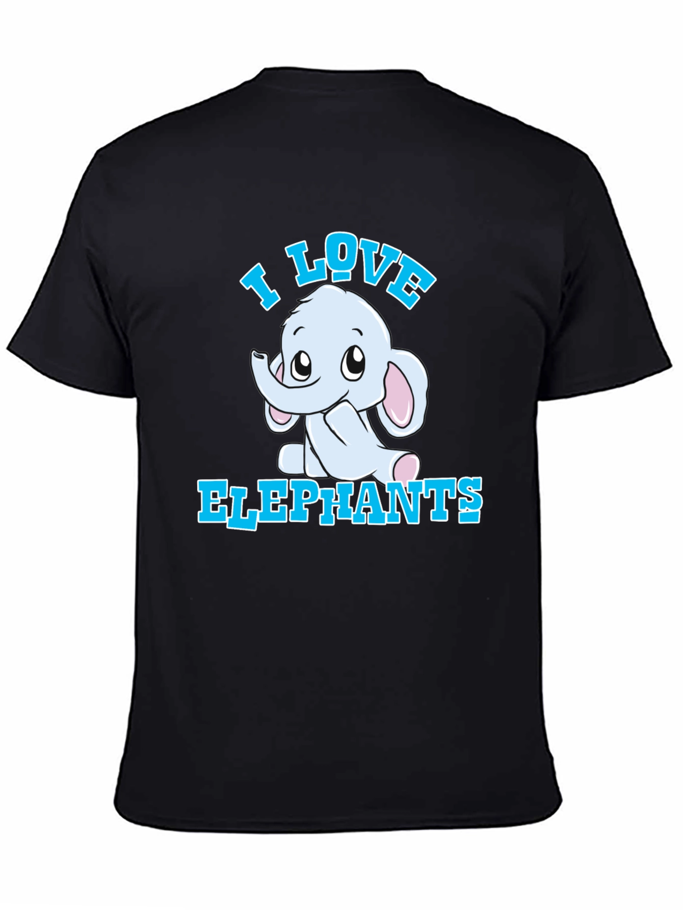 I Love Elephants Graphic Tee - Black Cotton T-Shirt