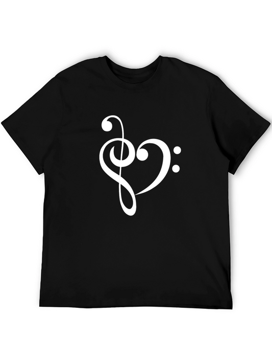 Musical Heart T-Shirt - Black Crew Neck Tee