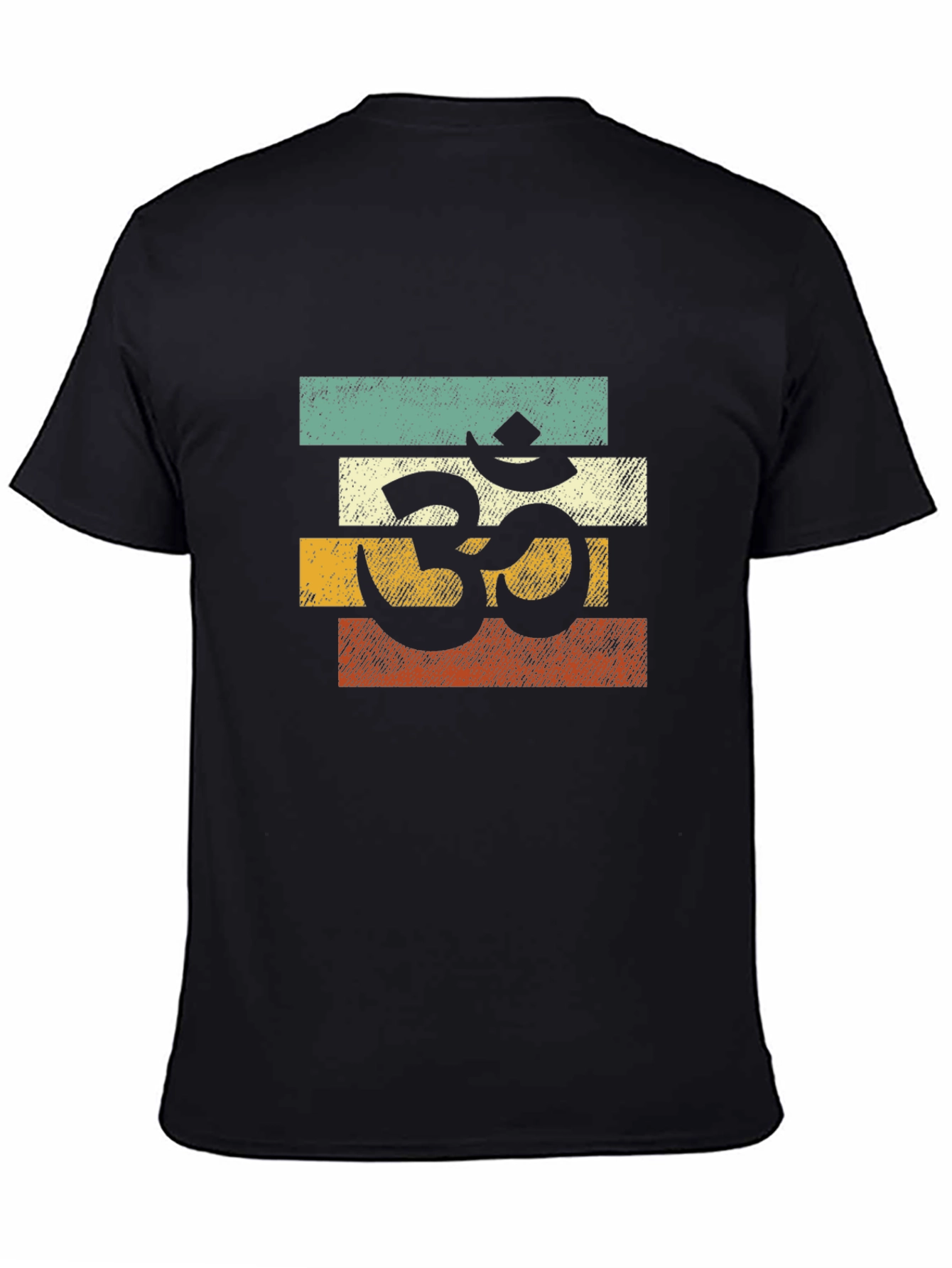 Om Symbol Retro Stripe T-Shirt - Spiritual Yoga Tee