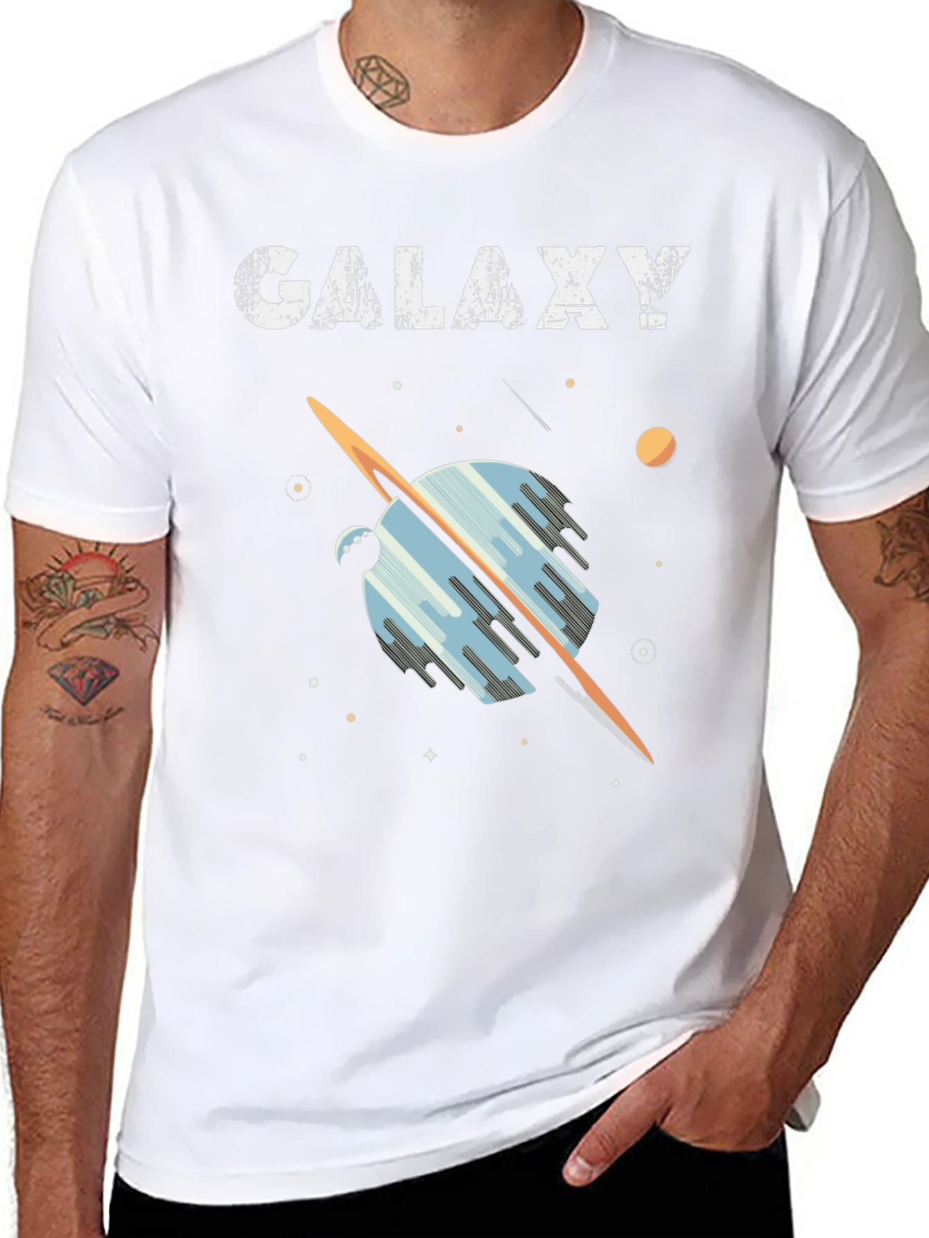 Galaxy Graphic Tee - Black Casual Short Sleeve
