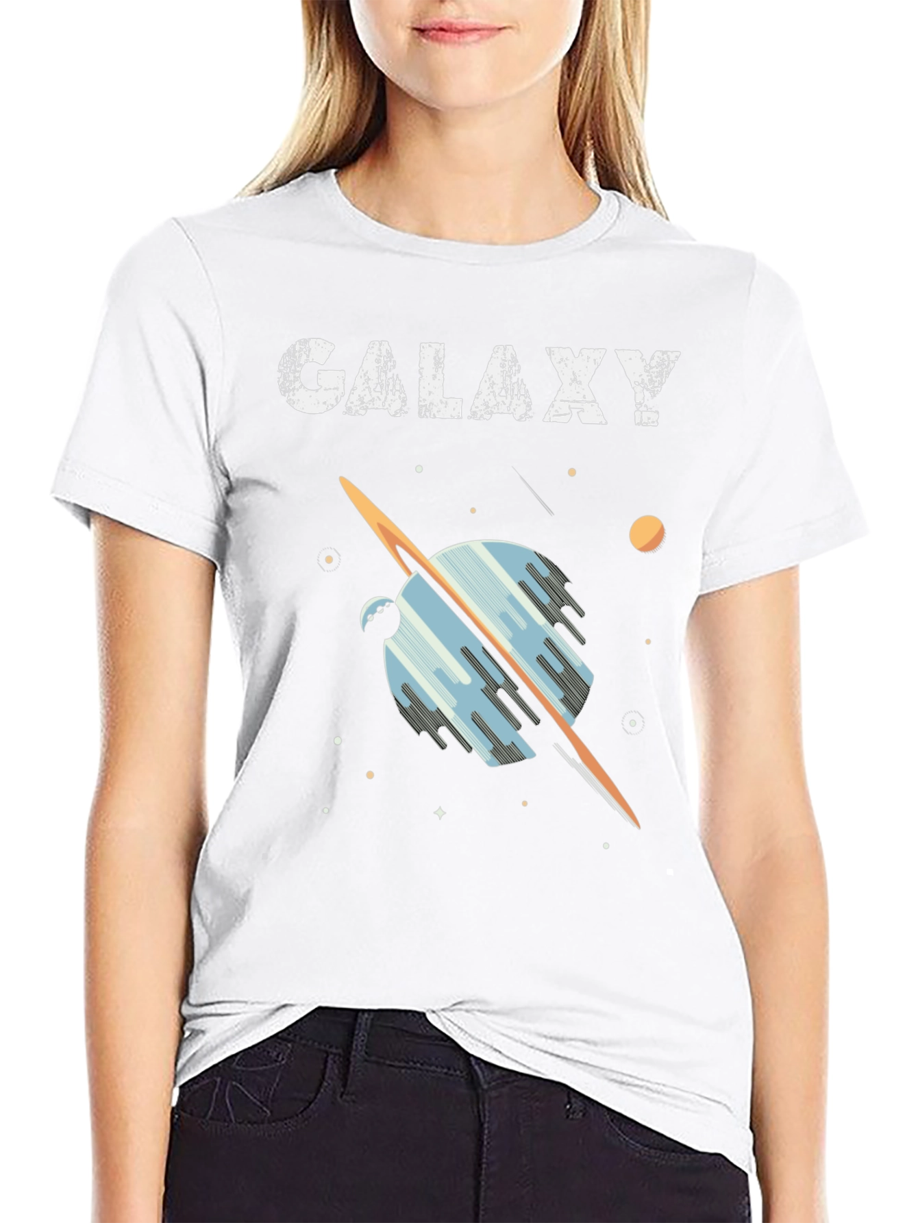 Galaxy Graphic Tee - Black Casual Short Sleeve