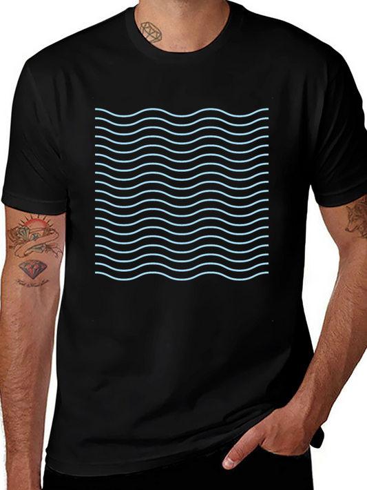 Wavy Line Graphic Tee - Trendy Style