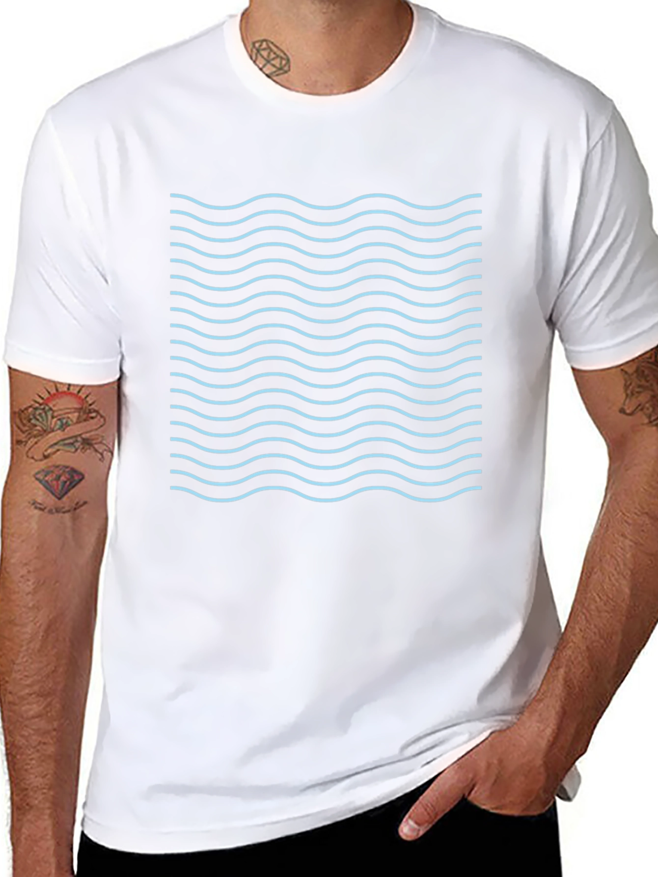 Wavy Line Graphic Tee - Trendy Style