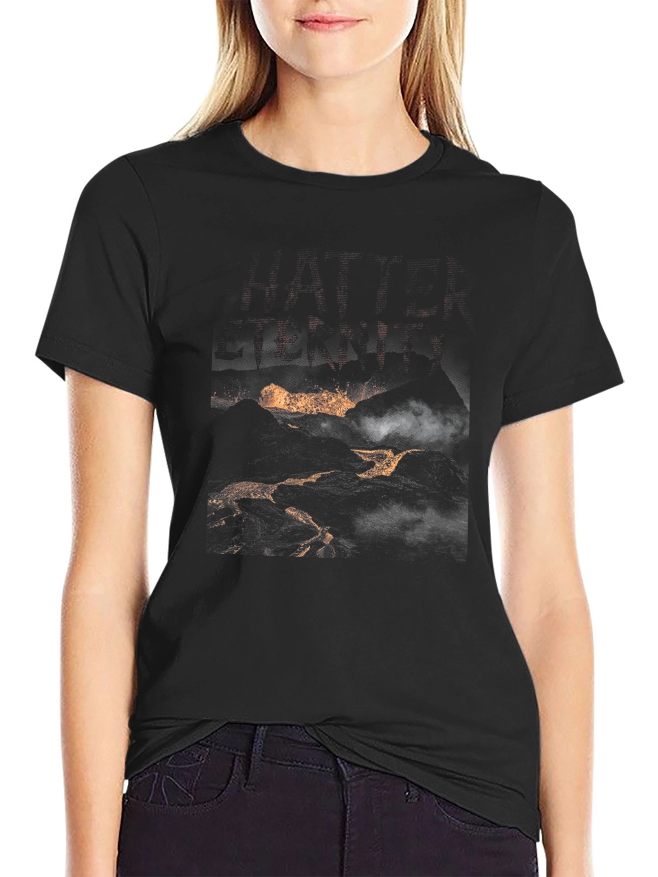 Black Graphic Tee - Abstract Lava Design