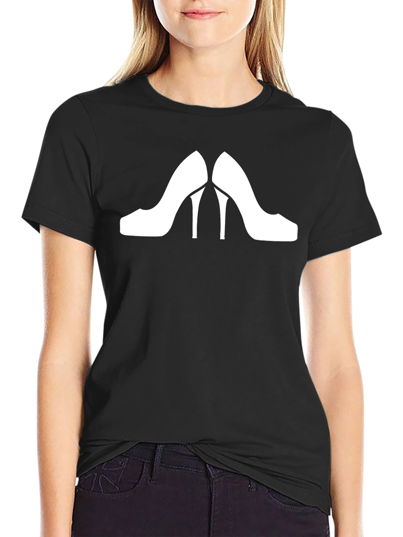 Stylish Heels Graphic Tee - Black