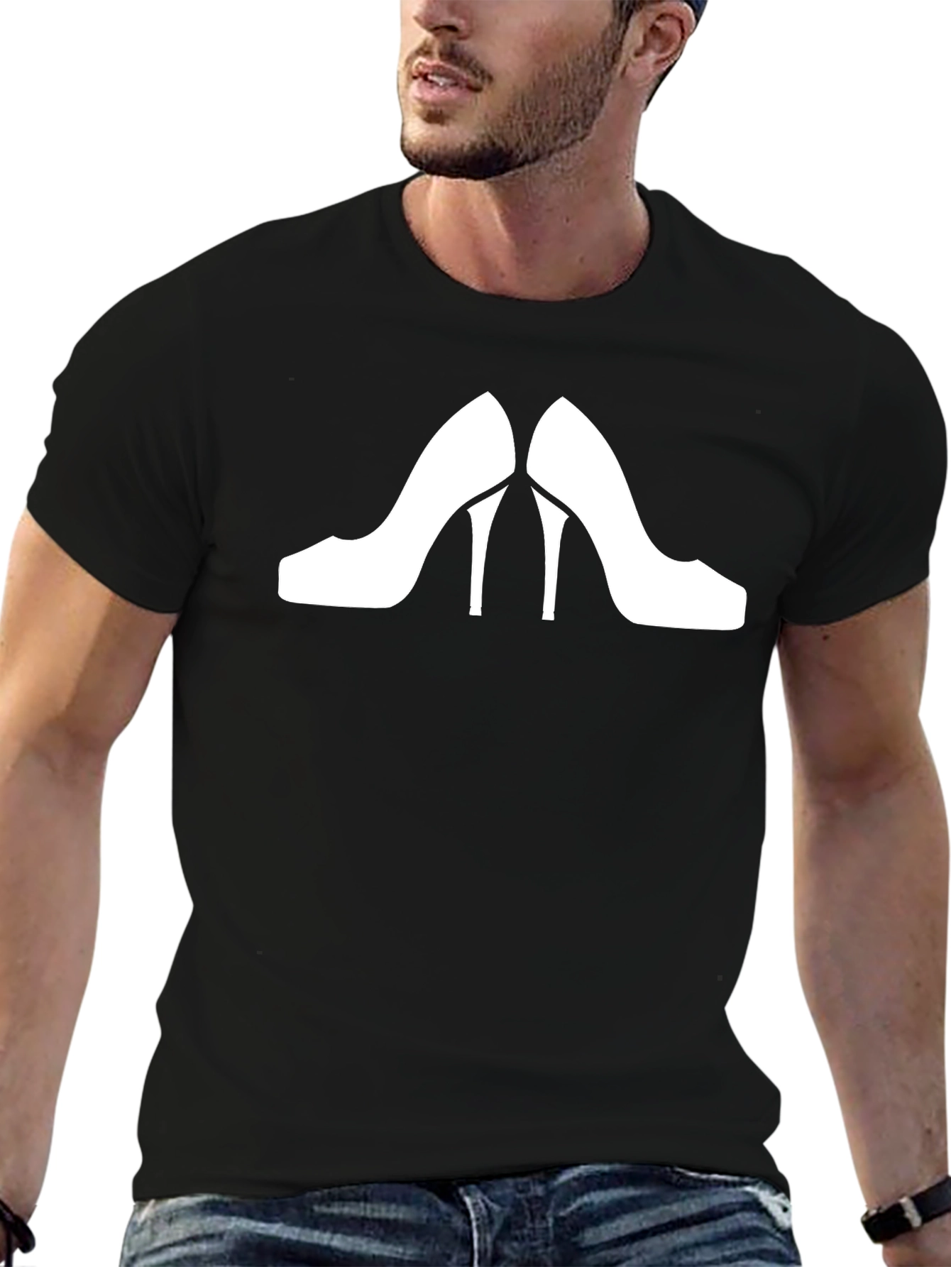 Stylish Heels Graphic Tee - Black