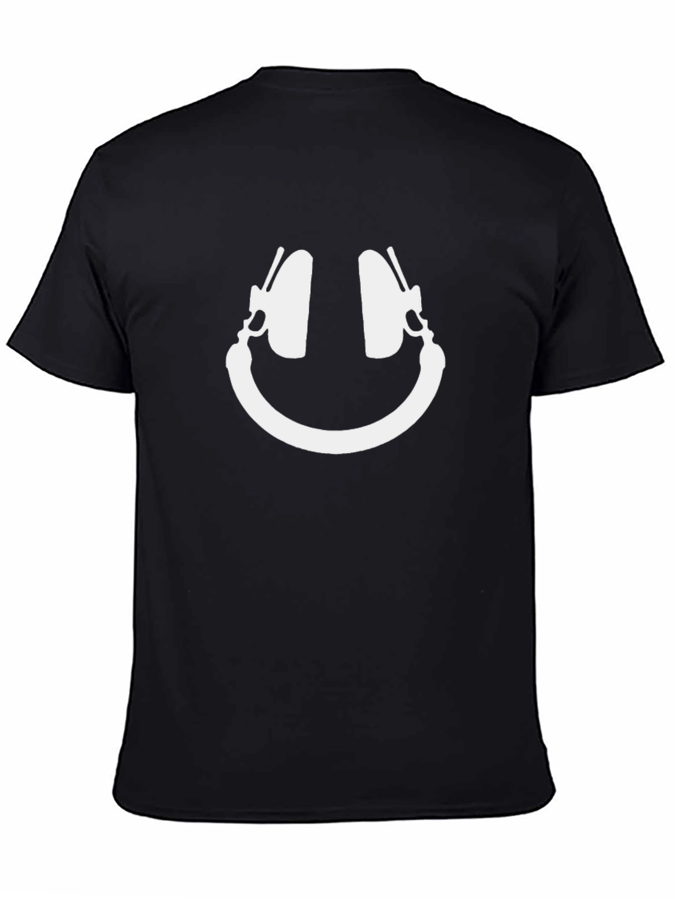 Cool Headphone Smiley Face Black T-Shirt