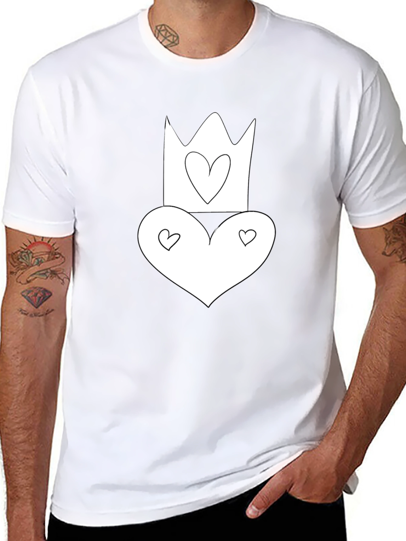 Heart Crown Graphic Tee - Black Cotton T-Shirt