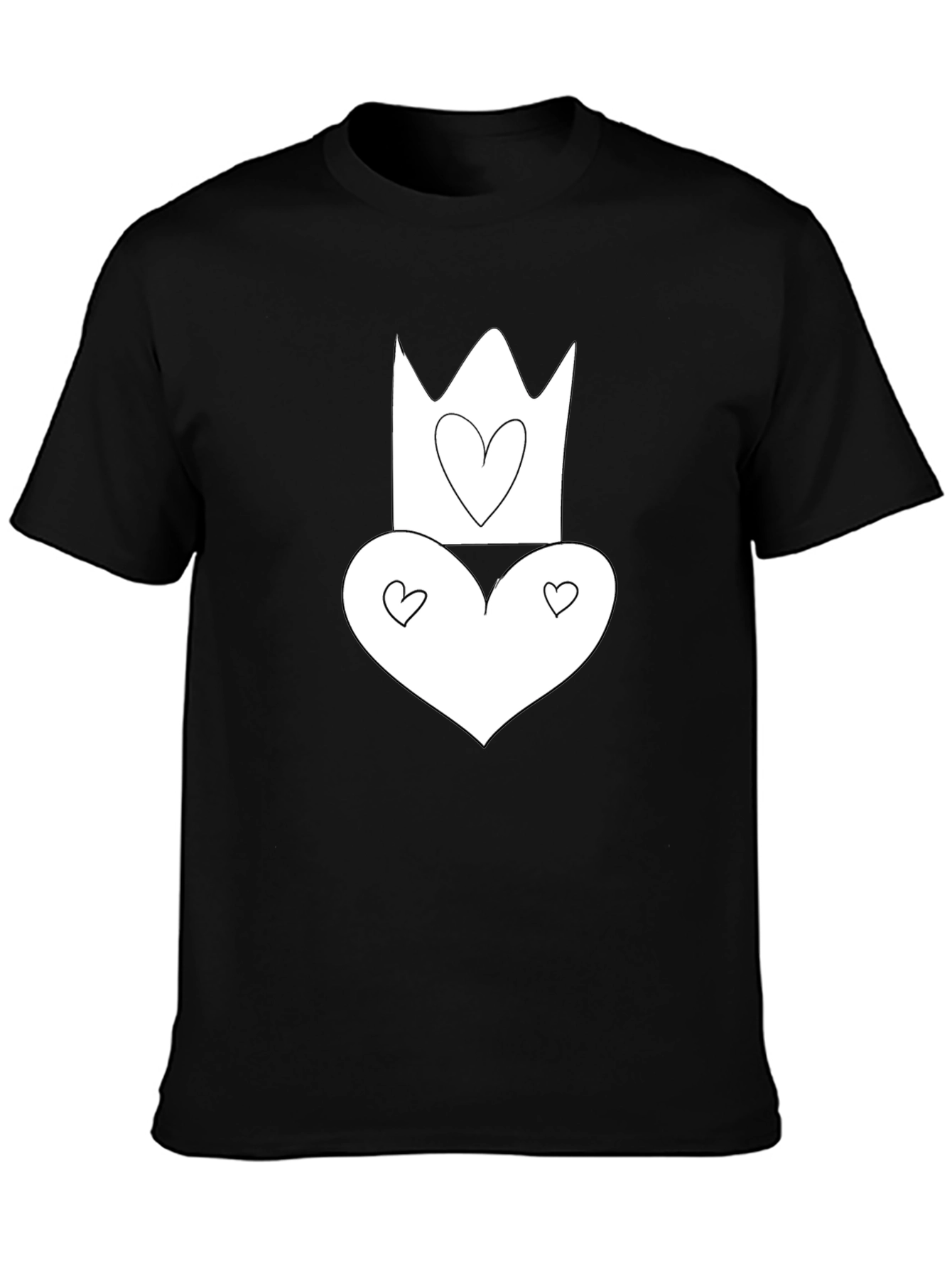 Heart Crown Graphic Tee - Black Cotton T-Shirt