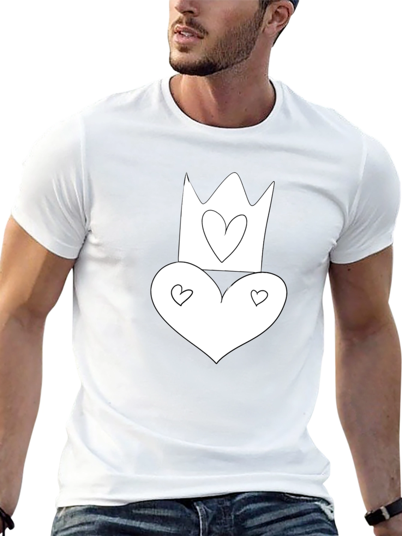Heart Crown Graphic Tee - Black Cotton T-Shirt