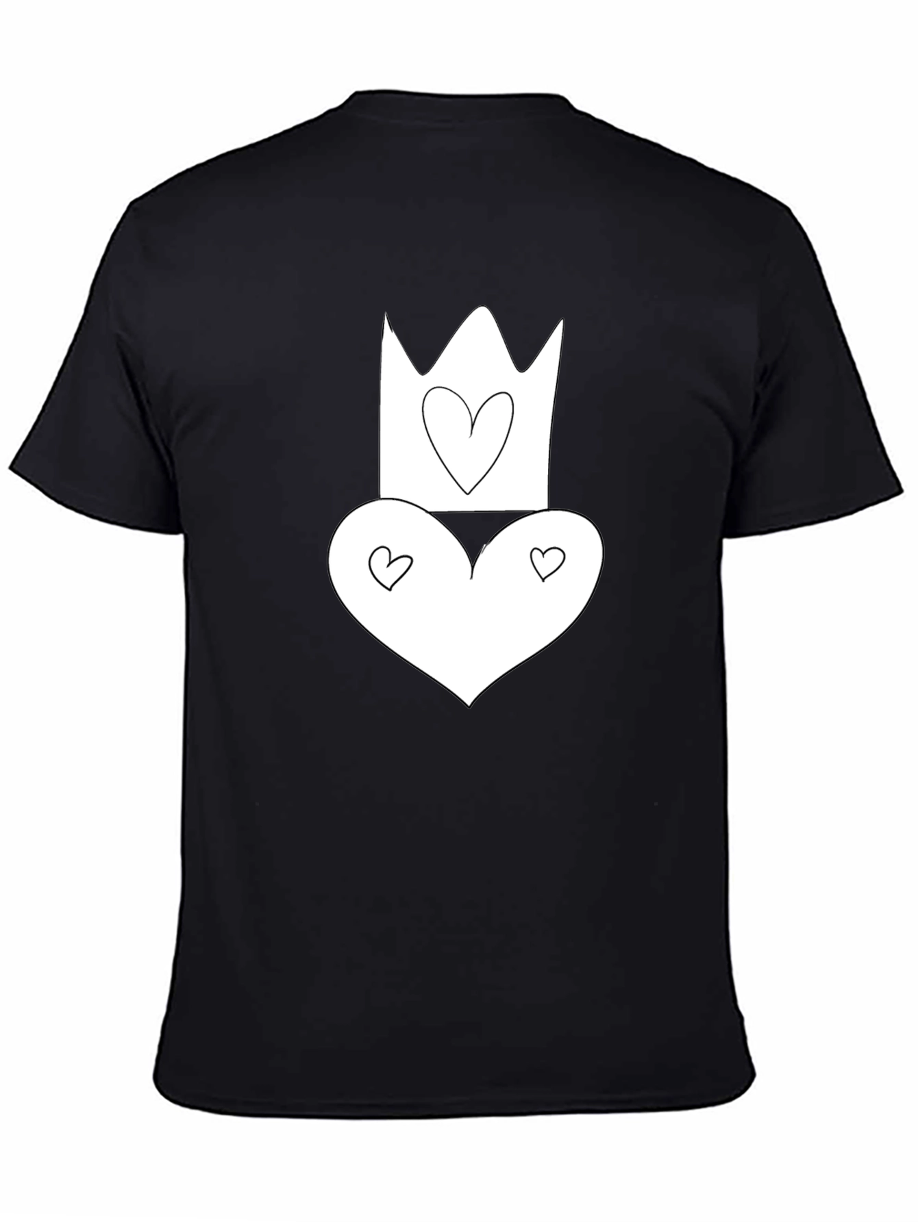 Heart Crown Graphic Tee - Black Cotton T-Shirt