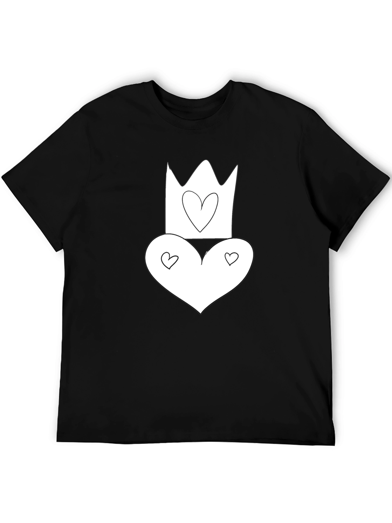 Heart Crown Graphic Tee - Black Cotton T-Shirt