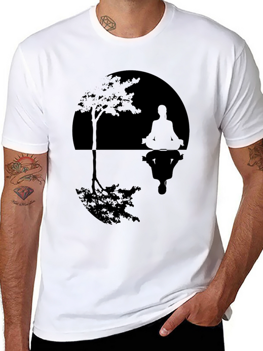 Meditative Reflection Graphic Tee - Black