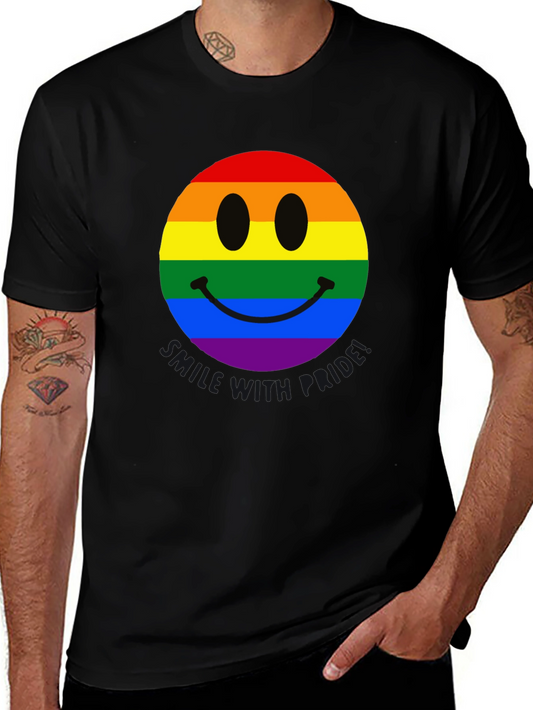 Rainbow Pride Smiley Face Black T-Shirt