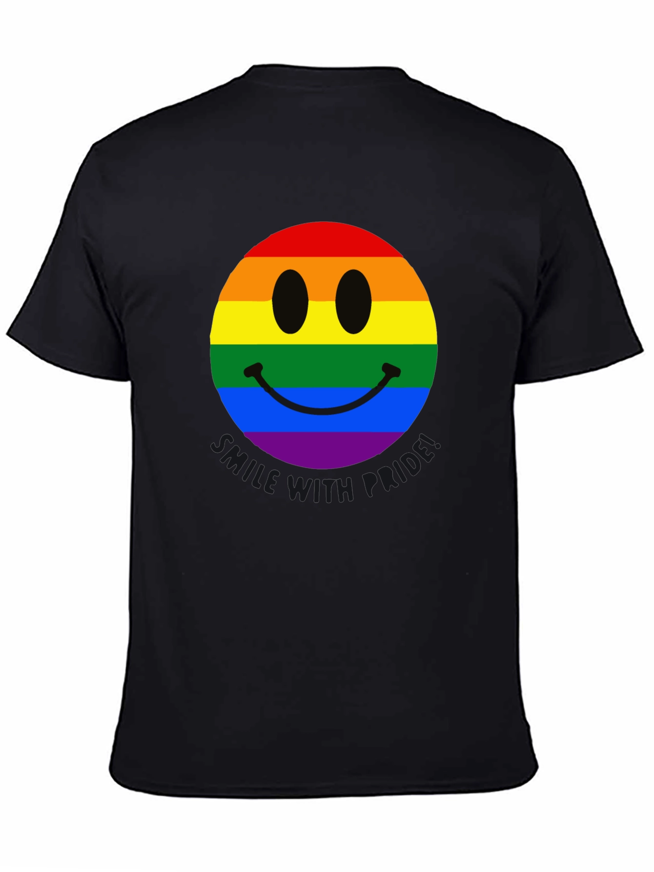 Rainbow Pride Smiley Face Black T-Shirt