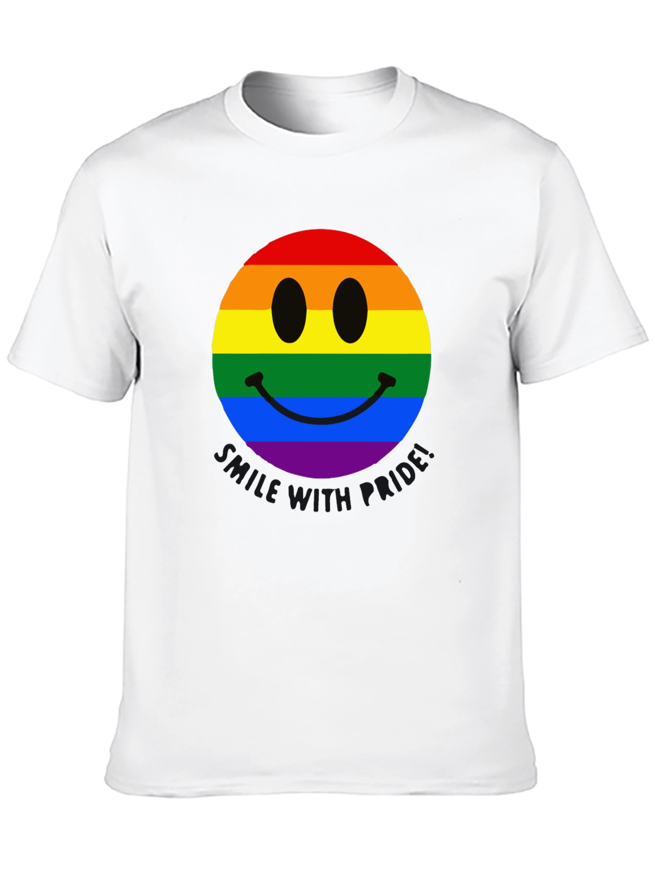 Rainbow Pride Smiley Face Black T-Shirt