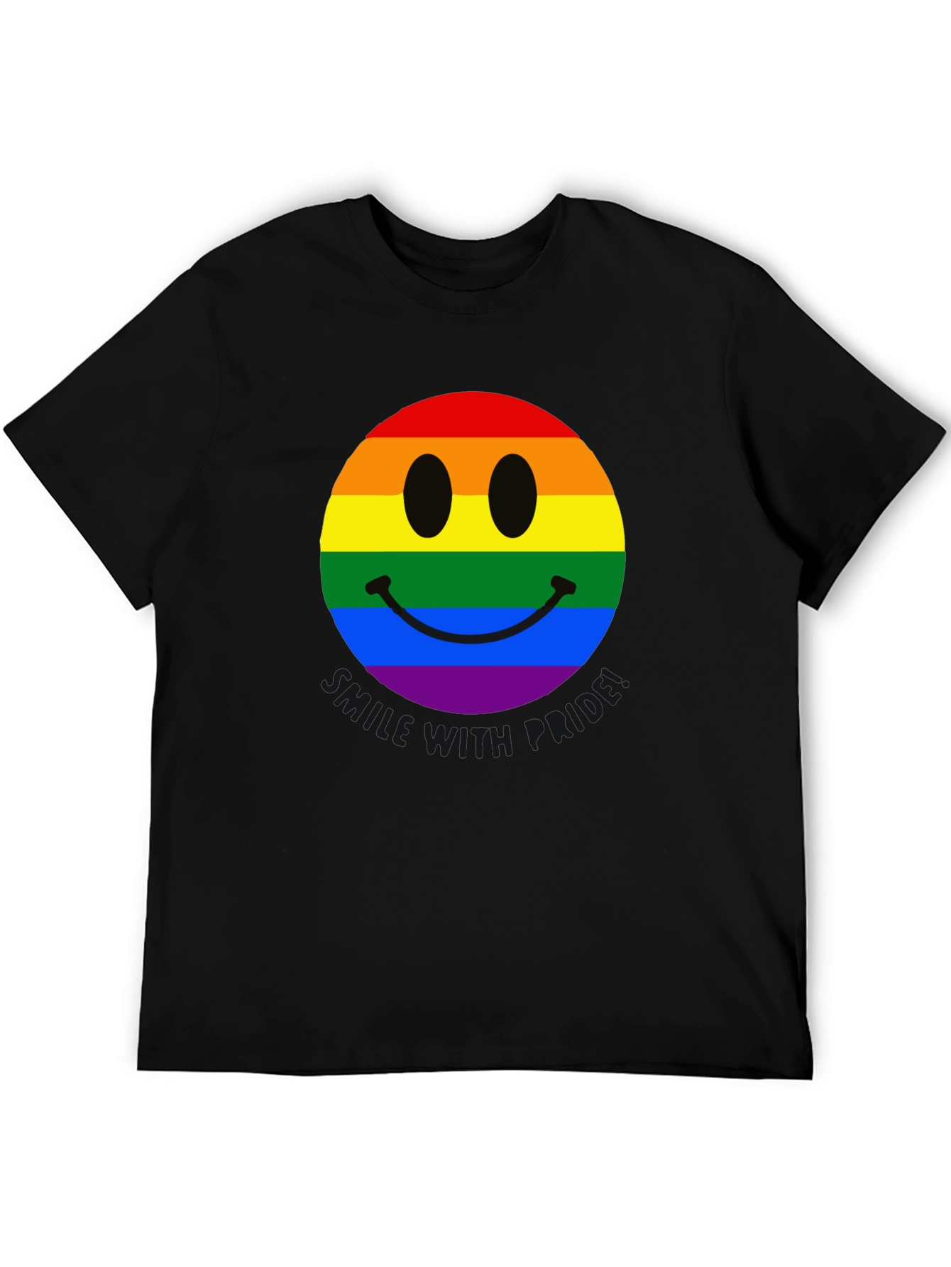 Rainbow Pride Smiley Face Black T-Shirt