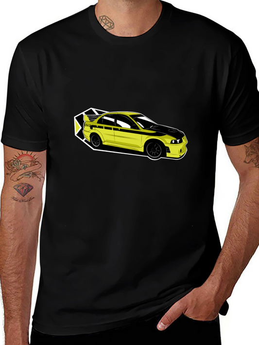 Yellow Car Graphic Tee - Mens Black T-Shirt